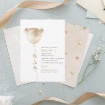 Modern Watercolor Bear Um Aniversário