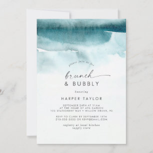 Convites Modern Watercolor   Brida Teal Brunch e Borracha