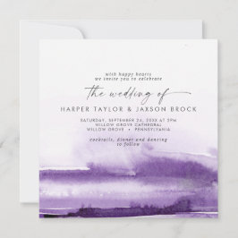 Convites Modern Watercolor | Casamento Púrpura Quadrado