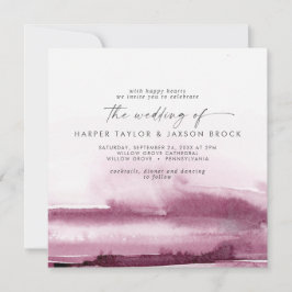 Convites Modern Watercolor | Casamento Quadrado Vermelho