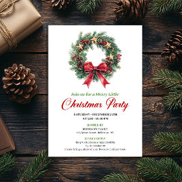 Convites Modern Watercolor Christmas Wreath Party Card