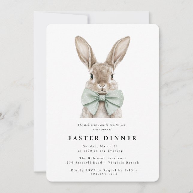 Convites Modern Watercolor Easter Dinner  Invitation  (Frente)