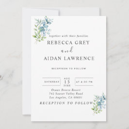 Convites Modern Watercolor Eucalyptus Greenery Wedding