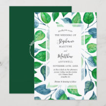 Modern Watercolor Greenery Deixa Casamento Foliar