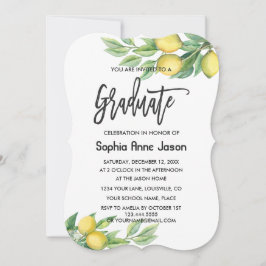 Convites Modern Watercolor Lemon, GRADUAÇÃO Tropical