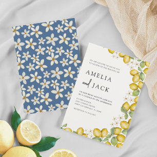 Convites Modern Watercolor Lemons e Casamento Floral
