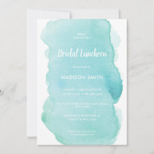 Convites Modern Watercolor Mint Turquoise Bridal Luncheon
