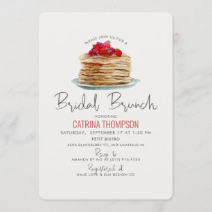 Convites Modern Watercolor Pancakes Bridal BrunChá