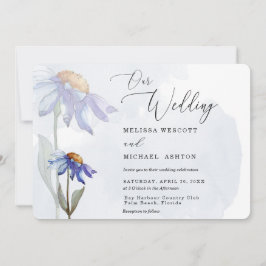 Convites Modern Watercolor Purple Gerbera Daisy Wedding