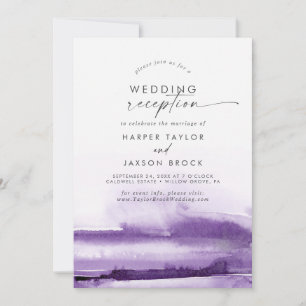 Convites Modern Watercolor   Recepção de casamento roxa
