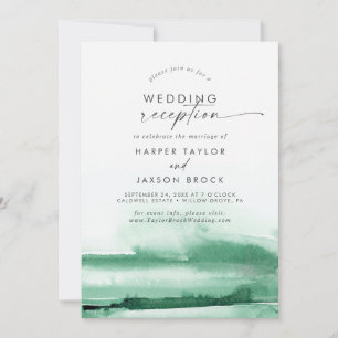 Convites Modern Watercolor Recepção de casamento verde