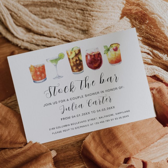 Convites Modern Watercolor Stock, O Bar | CHÁ CASAL (Criador carregado)