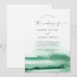 Convites Modern Watercolor | Verde Casamento De