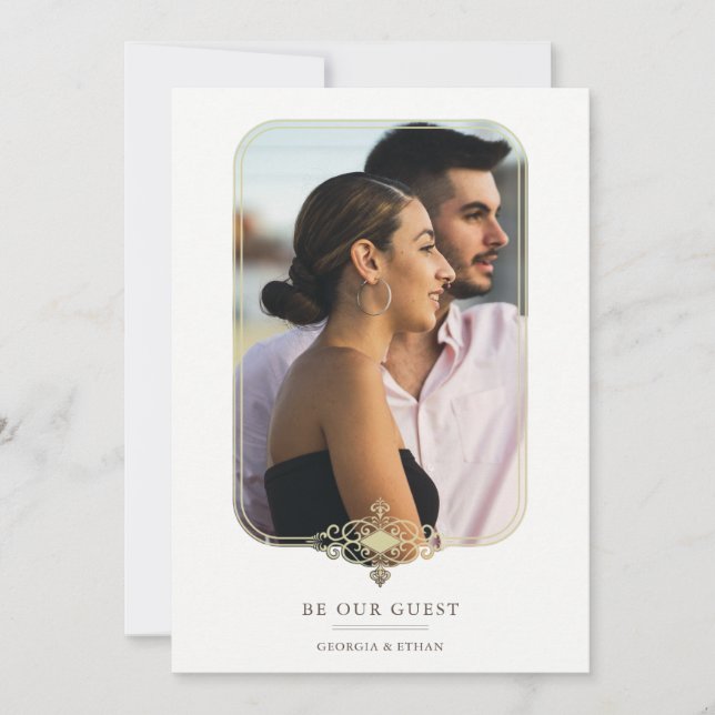 Convites Modern Wedding Flourish Filigree Fancy Photo Frame (Frente)