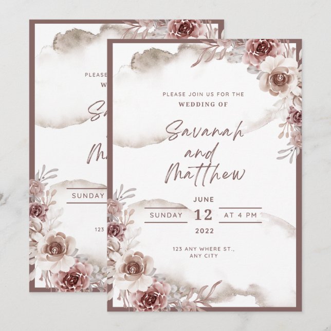 Convites Modern Wedding Invitation Clean Minimal Style (Frente/Verso)
