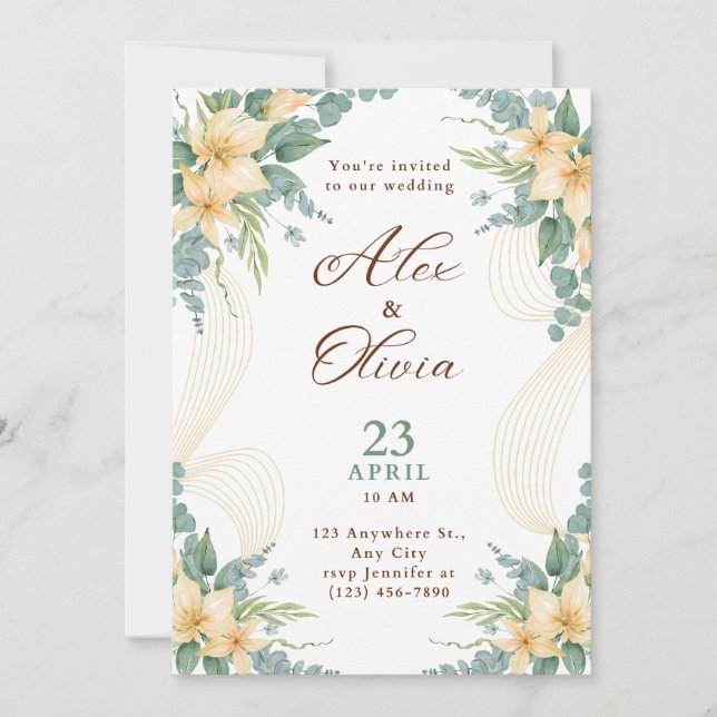 Convites Modern Wedding Invitation Elegant Minimal Layout (Frente)