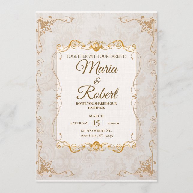 Convites Modern Wedding Invitation | Elegant Romantic  (Frente)