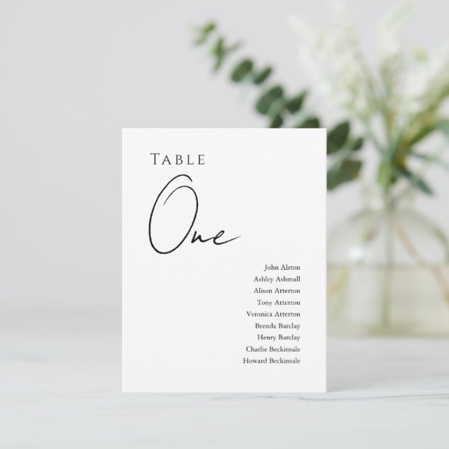 Convites Modern Wedding Seating Chart, Minimalist Card  (Em pé/Frente)