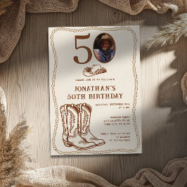 Convites Modern Western Cowboy Boots 40 50 Photo Birthday