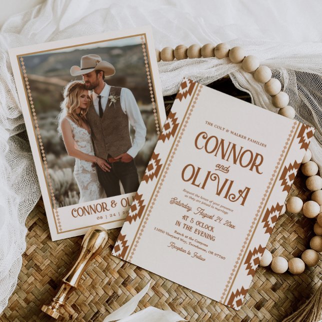 Convites Modern Western Photo Wedding Invitation (Criador carregado)