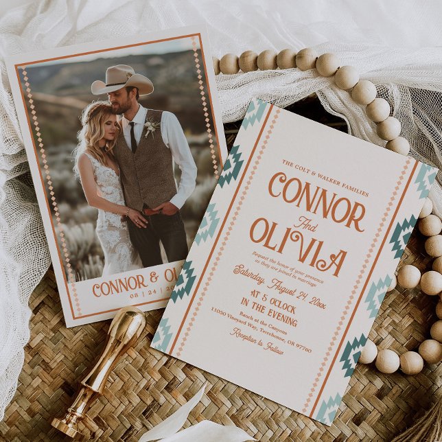 Convites Modern Western Photo Wedding Invitation (Criador carregado)