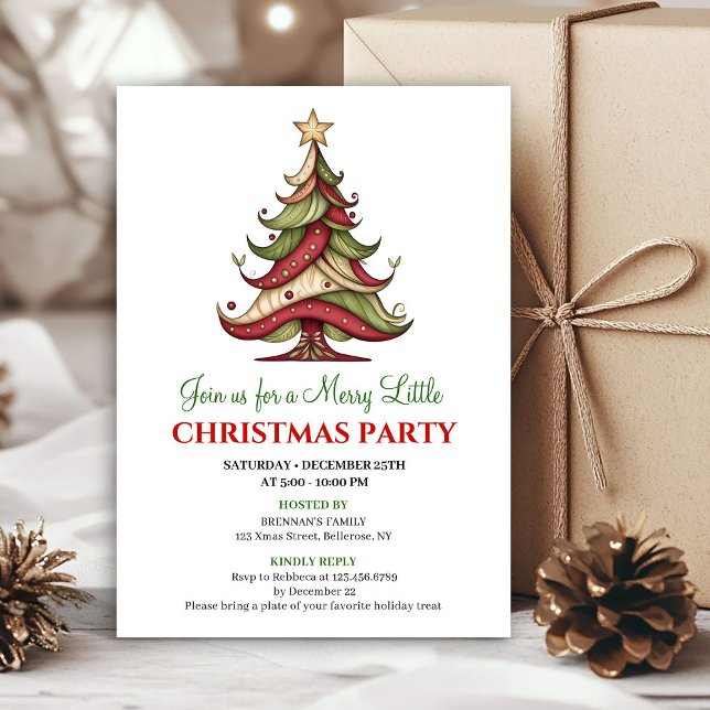 Convites Modern whimsical Christmas tree party invitation (Modern whimsical Christmas tree party invitation)