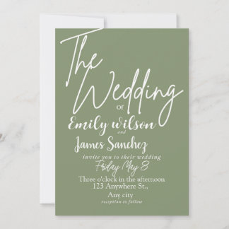 Convites Modern White and Green Simple Wedding 