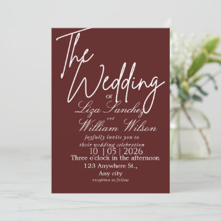 Convites Modern White and red Simple Wedding 