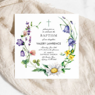 Convites Modern Wildflower Boho Baptism