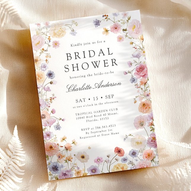 Convites Modern Wildflowers Bridal Shower (Criador carregado)