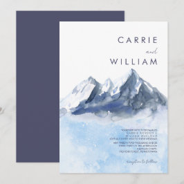 Convites Modern Winter Mountain Pattern Wedding
