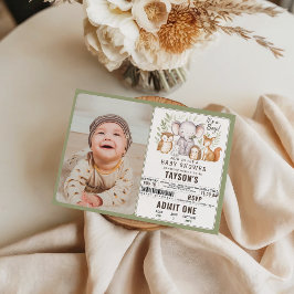 Convites Modern Woodland Animals Forest Boy Baby Shower