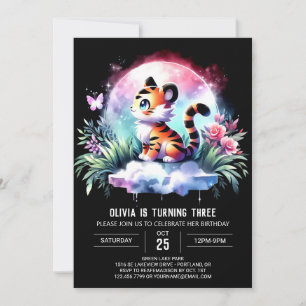 Convites Modern Woodland Tiger Birthday