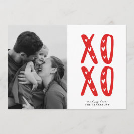 Convites Modern XOXO Red Valentine’s Day Photo Card