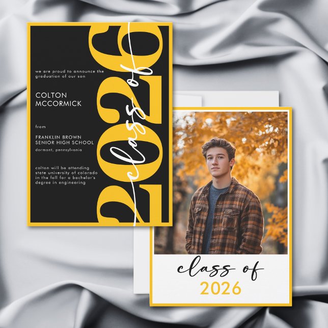 Convites Modern Yellow Typography Graduation Announcement (Modern Yellow Typography Graduation Announcement)