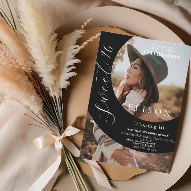 Convites Modern Youth 2 Photo Script Sweet 16 Birthday (Criador carregado)