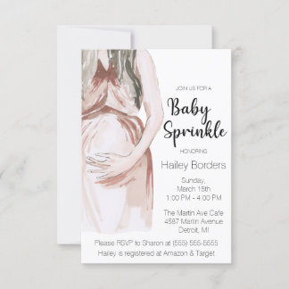 Convites Moderna Aquarela Expectativa Mãe Bebê Sprinkle