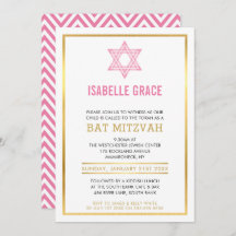 MODERNA BAT MITZVAH INVITE estrela judia cor-de-ro