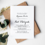 Convites Moderna Caligrafia Bat Mitzvah<br><div class="desc">Este convite do morcego mitzvah da caligrafia moderna é perfeito para um morcego russo mitzvah. O design simples e elegante apresenta a tipografia de scripts clássicos e ricos em preto e branco.</div>