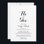 Convites Moderna Caligrafia, Ele ou Ela Revelam o Gênero<br><div class="desc">Essa caligrafia moderna que ele ou ela revela é perfeita para uma simples celebração de chá de fraldas. O design apresenta uma bela fonte em um fundo branco para embelezar seu evento.</div>
