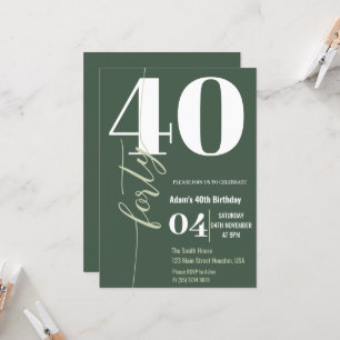 Convites Moderna Caligrafia Elegante Aniversário de 40 anos