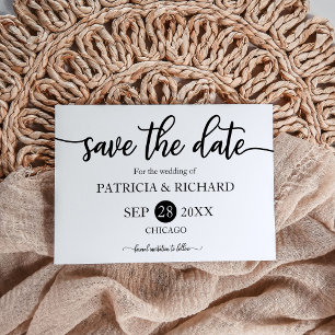 Convites Moderna Caligrafia Negrita para Casamento Save The