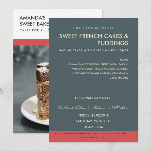 CONVITES MODERNA CINZA DE TRABALHO DA FOTO VERMELHA DA MODE (Frente/Verso)