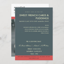 CONVITES MODERNA CINZA DE TRABALHO DA FOTO VERMELHA DA MODE