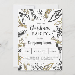 Convites Moderna cinza ousada festa de Natal em ouro