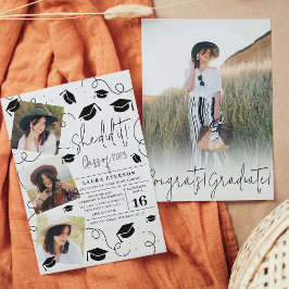 Convites Moderna Ela fez isso preto e branco, formando foto