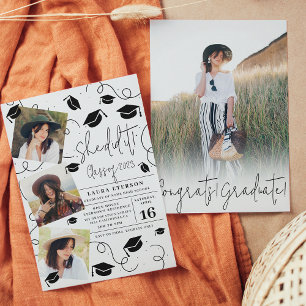 Convites Moderna Ela fez isso preto e branco, formando foto