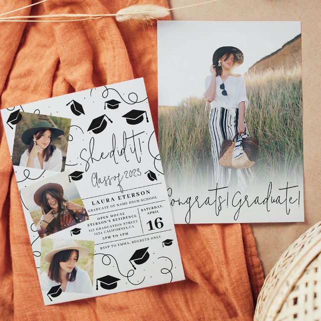 Convites Moderna Ela fez isso preto e branco, formando foto (Criador carregado)