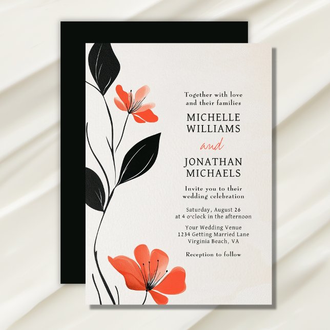 Convites Moderna Elegância Floral com Casamento Bold Blooms (Modern Floral Elegance with Bold Blooms Wedding Invitation)