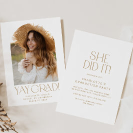 Convites Moderna Fete Dourada Ela Fez Isso Graduação De Arc